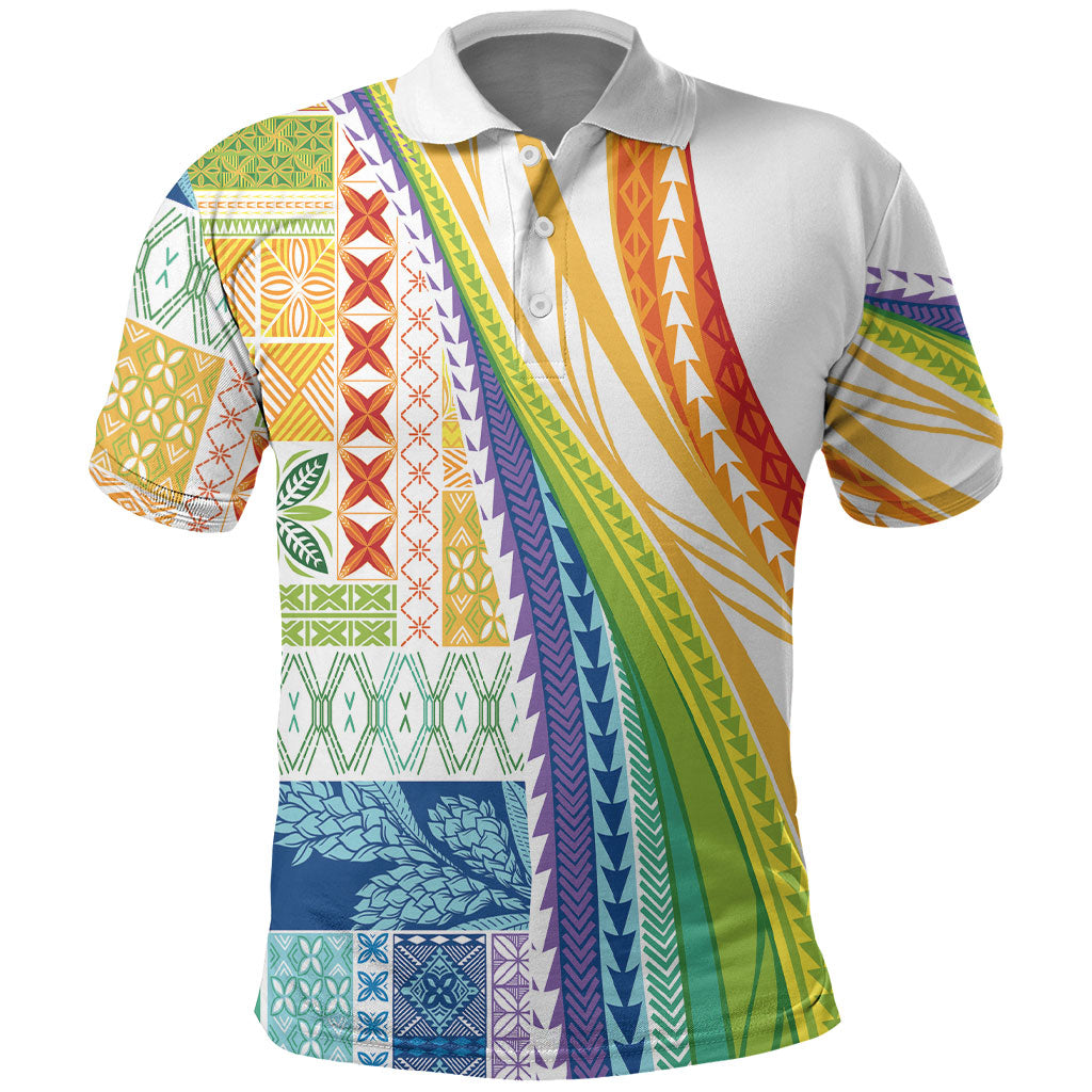 Pasifika Samoa Siapo Malu Tattoo Inspired Polo Shirt Fa'afafine Rainbow Theme