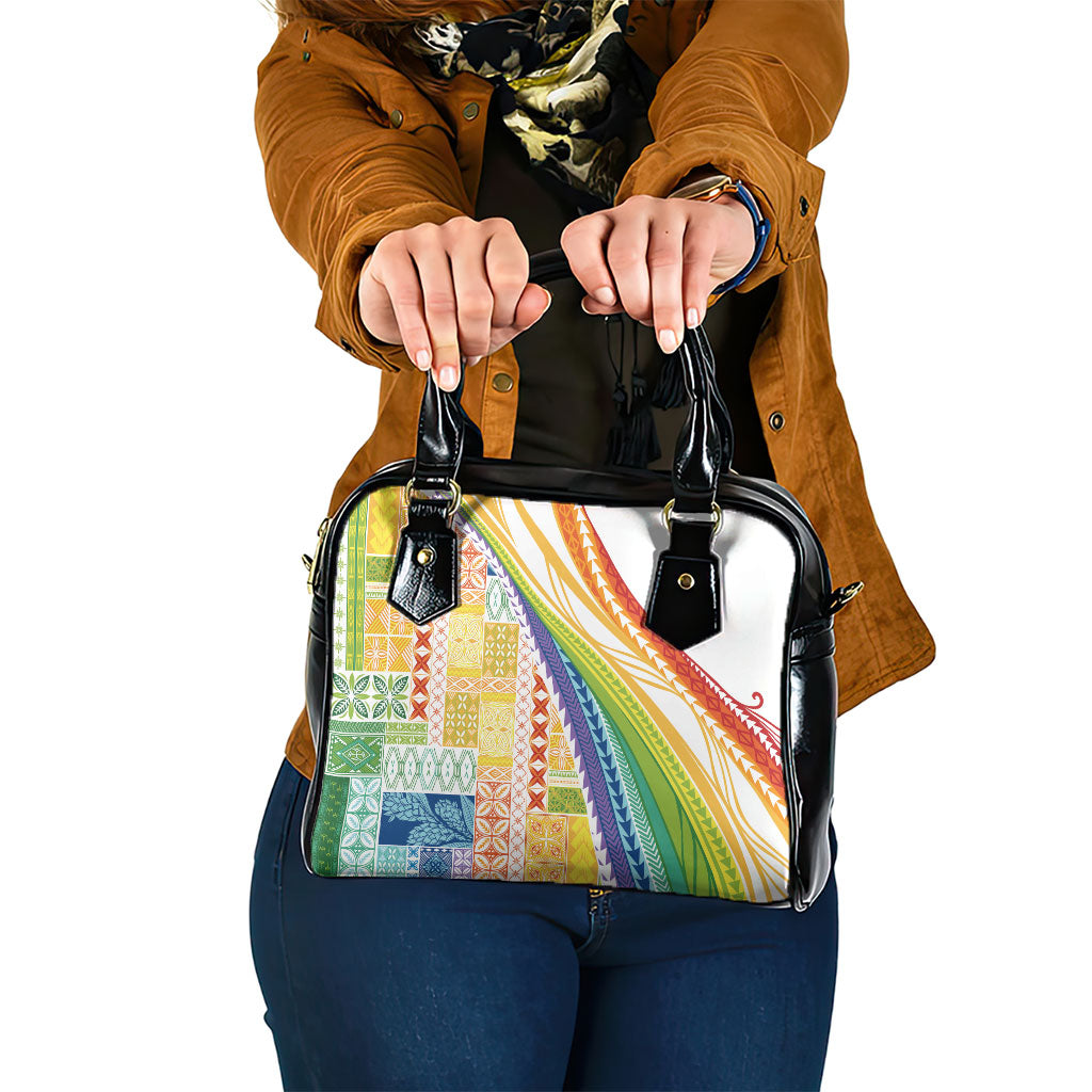 Pasifika Samoa Siapo Malu Tattoo Inspired Shoulder Handbag Fa'afafine Rainbow Theme