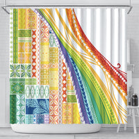 Pasifika Samoa Siapo Malu Tattoo Inspired Shower Curtain Fa'afafine Rainbow Theme