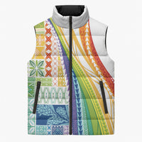 Pasifika Samoa Siapo Malu Tattoo Inspired Sleeveless Puffer Jacket Fa'afafine Rainbow Theme
