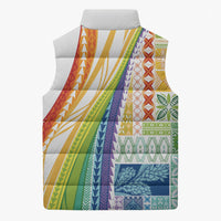Pasifika Samoa Siapo Malu Tattoo Inspired Sleeveless Puffer Jacket Fa'afafine Rainbow Theme