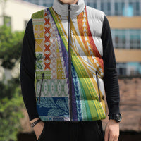Pasifika Samoa Siapo Malu Tattoo Inspired Sleeveless Puffer Jacket Fa'afafine Rainbow Theme