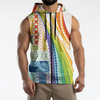Pasifika Samoa Siapo Malu Tattoo Inspired Sleeveless Zip Hoodie Fa'afafine Rainbow Theme