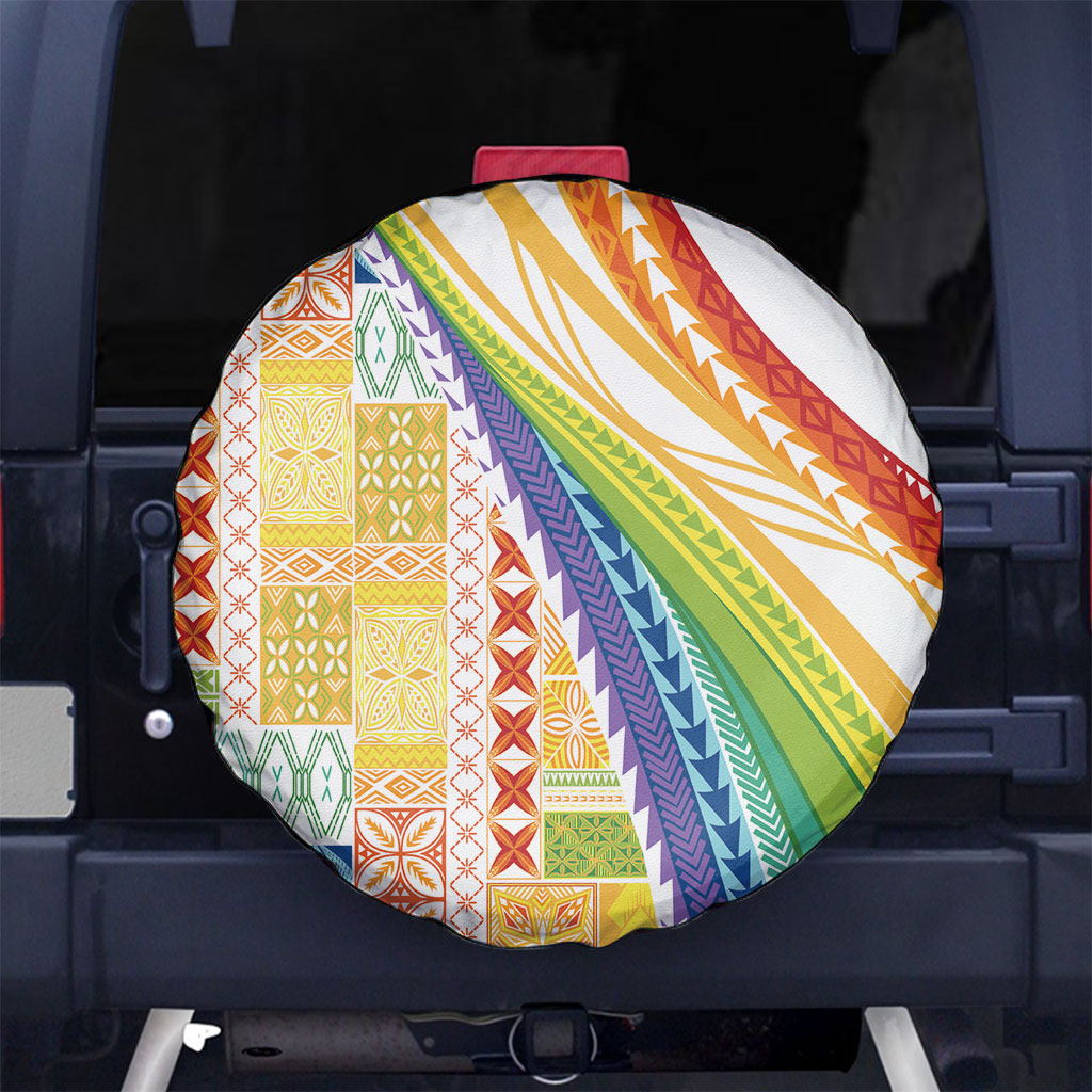Pasifika Samoa Siapo Malu Tattoo Inspired Spare Tire Cover Fa'afafine Rainbow Theme