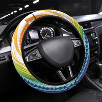Pasifika Samoa Siapo Malu Tattoo Inspired Steering Wheel Cover Fa'afafine Rainbow Theme
