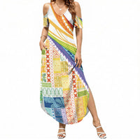 Pasifika Samoa Siapo Malu Tattoo Inspired Summer Maxi Dress Fa'afafine Rainbow Theme