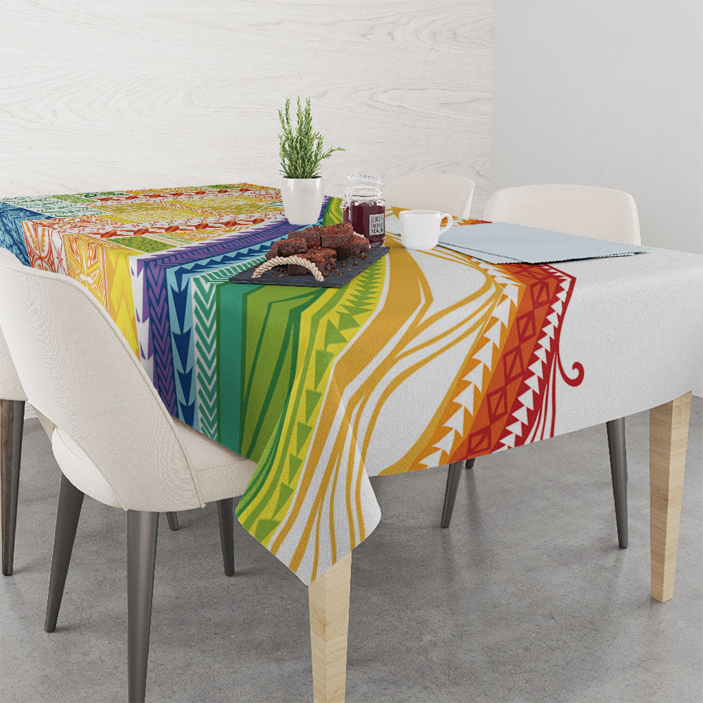 Pasifika Samoa Siapo Malu Tattoo Inspired Tablecloth Fa'afafine Rainbow Theme