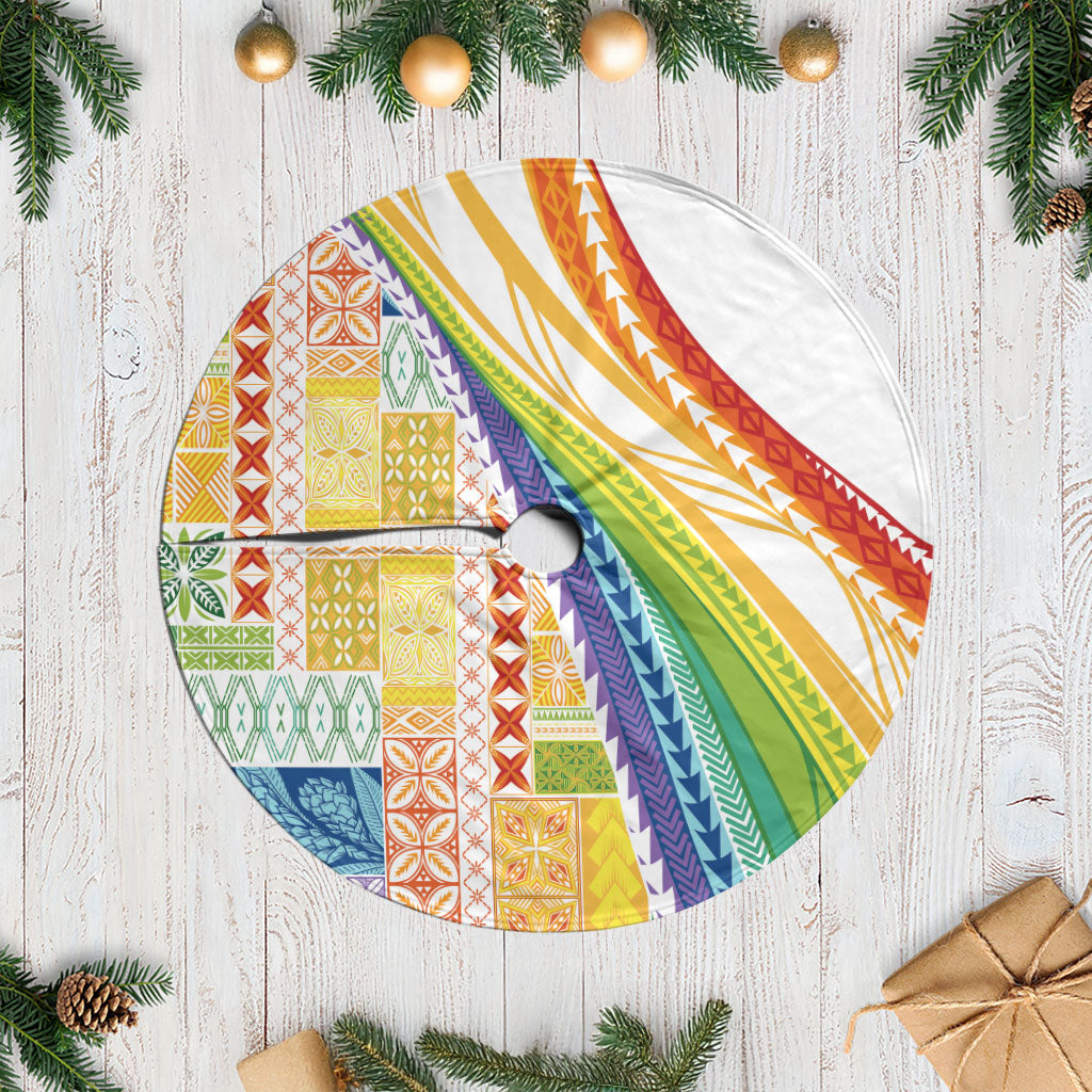 Pasifika Samoa Siapo Malu Tattoo Inspired Tree Skirt Fa'afafine Rainbow Theme