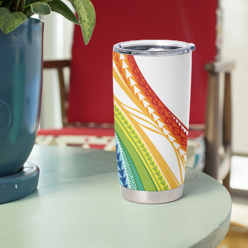 Pasifika Samoa Siapo Malu Tattoo Inspired Tumbler Cup Fa'afafine Rainbow Theme