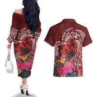 Personalized Samoa Meri Krisimasi Couples Matching Off The Shoulder Long Sleeve Dress and Hawaiian Shirt Segasegamau'u Mix Siapo LT7 - Polynesian Pride