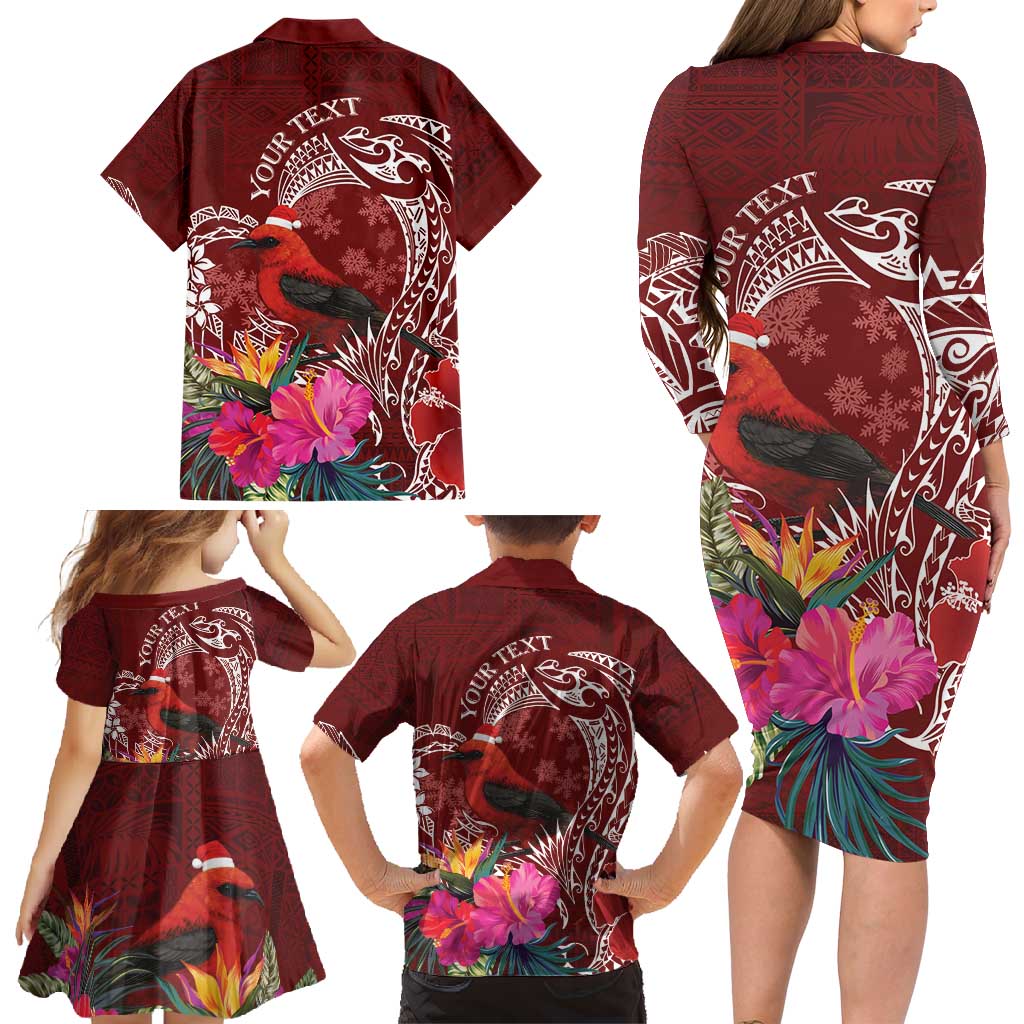 Personalized Samoa Meri Krisimasi Family Matching Long Sleeve Bodycon Dress and Hawaiian Shirt Segasegamau'u Mix Siapo LT7 - Polynesian Pride