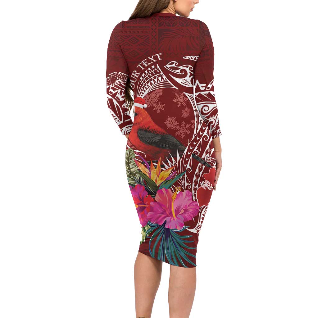 Personalized Samoa Meri Krisimasi Family Matching Long Sleeve Bodycon Dress and Hawaiian Shirt Segasegamau'u Mix Siapo LT7 - Polynesian Pride
