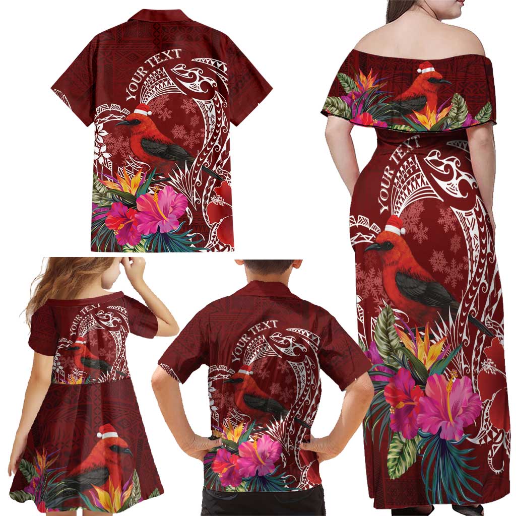 Personalized Samoa Meri Krisimasi Family Matching Off Shoulder Maxi Dress and Hawaiian Shirt Segasegamau'u Mix Siapo LT7 - Polynesian Pride