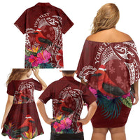 Personalized Samoa Meri Krisimasi Family Matching Off Shoulder Short Dress and Hawaiian Shirt Segasegamau'u Mix Siapo LT7 - Polynesian Pride