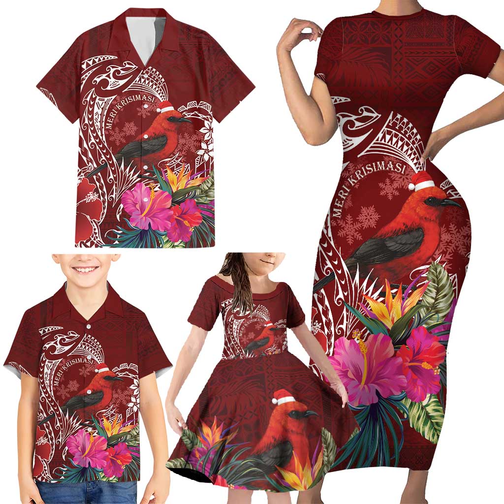 Personalized Samoa Meri Krisimasi Family Matching Short Sleeve Bodycon Dress and Hawaiian Shirt Segasegamau'u Mix Siapo LT7 - Polynesian Pride