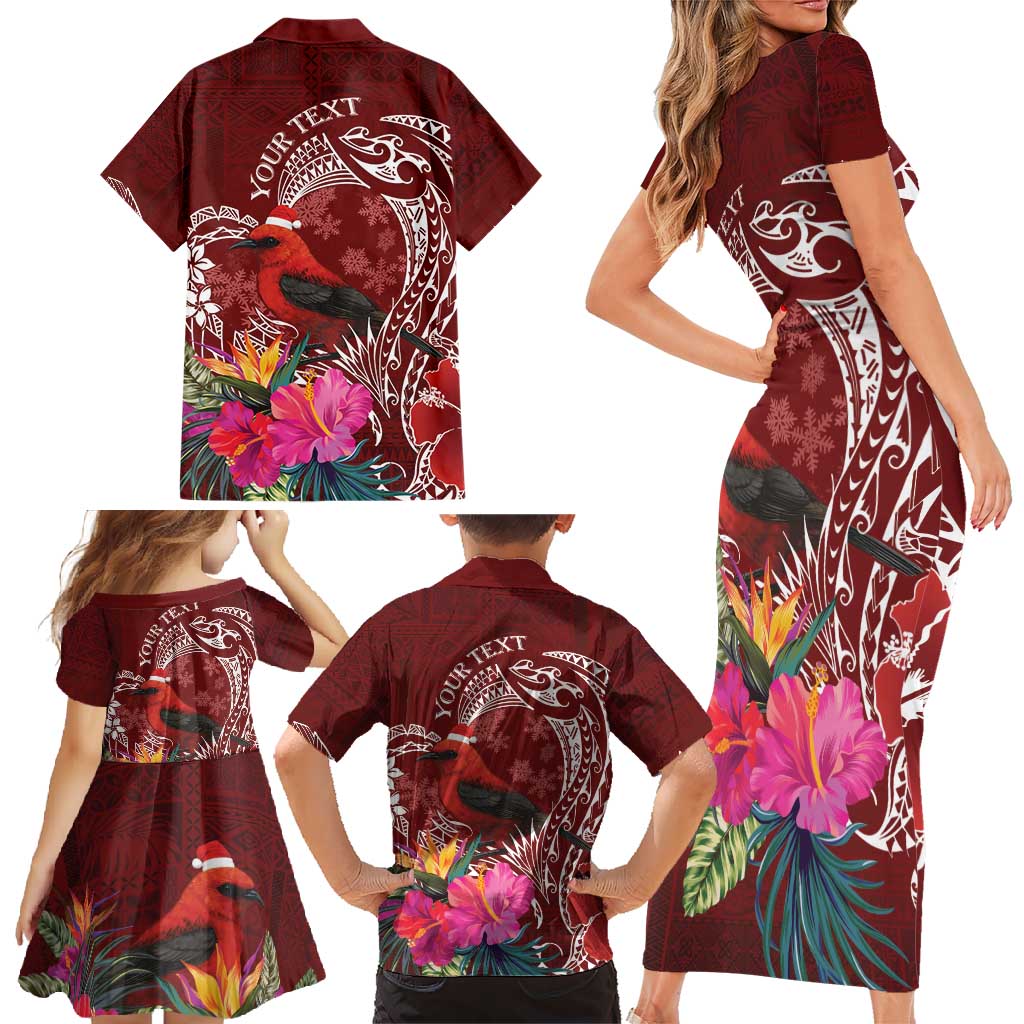 Personalized Samoa Meri Krisimasi Family Matching Short Sleeve Bodycon Dress and Hawaiian Shirt Segasegamau'u Mix Siapo LT7 - Polynesian Pride