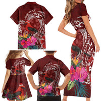 Personalized Samoa Meri Krisimasi Family Matching Short Sleeve Bodycon Dress and Hawaiian Shirt Segasegamau'u Mix Siapo LT7 - Polynesian Pride
