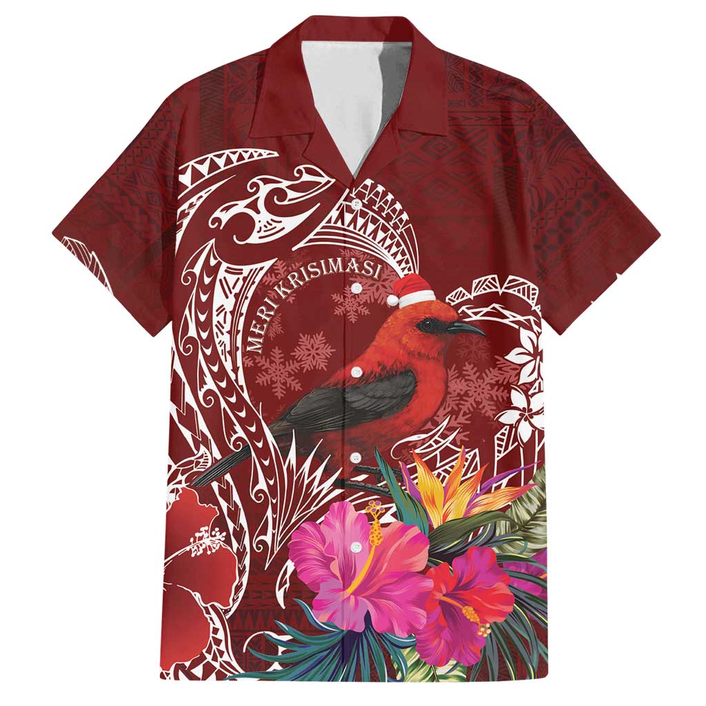 Personalized Samoa Meri Krisimasi Family Matching Summer Maxi Dress and Hawaiian Shirt Segasegamau'u Mix Siapo LT7 Dad's Shirt - Short Sleeve Red - Polynesian Pride