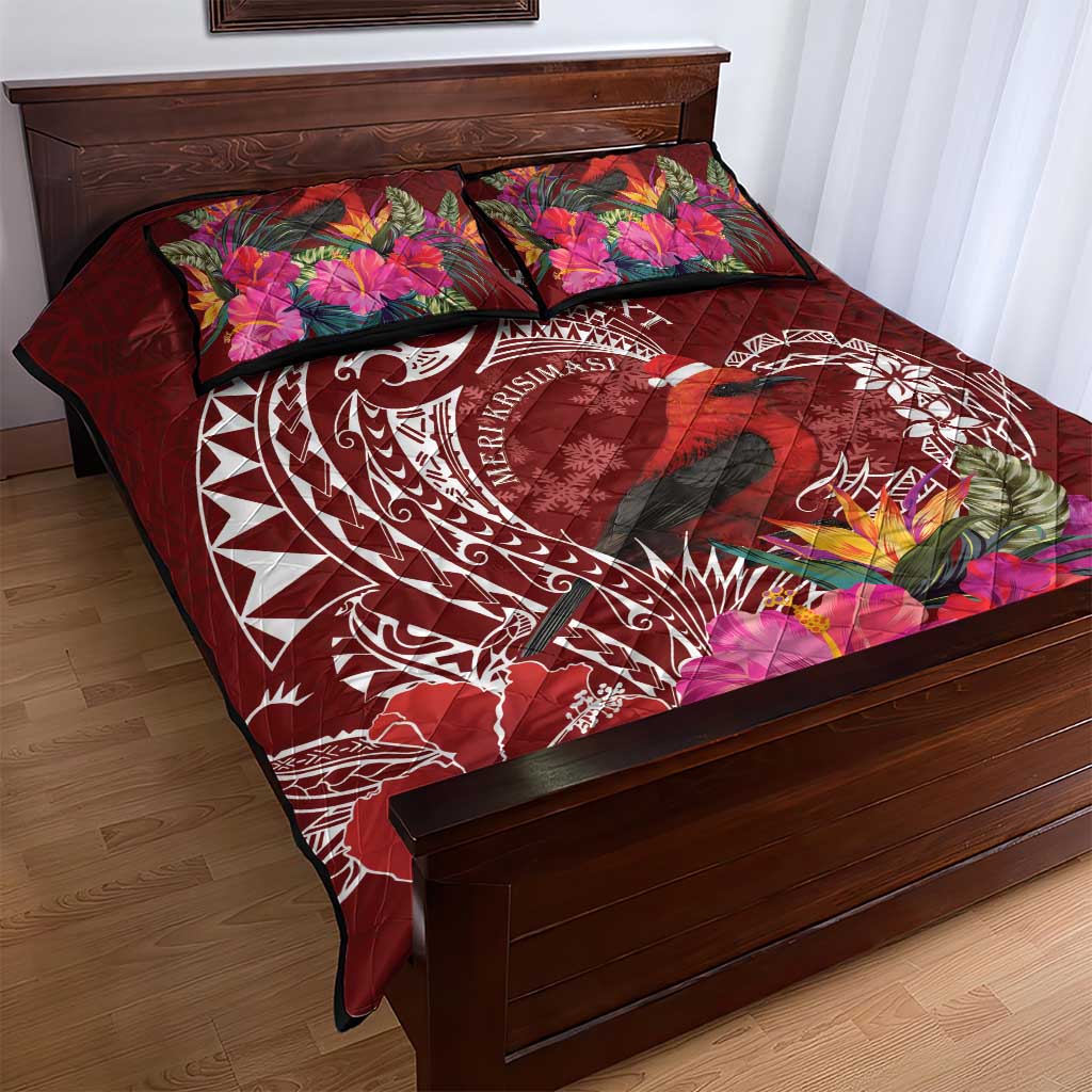 Personalized Samoa Meri Krisimasi Quilt Bed Set Segasegamau'u Mix Siapo