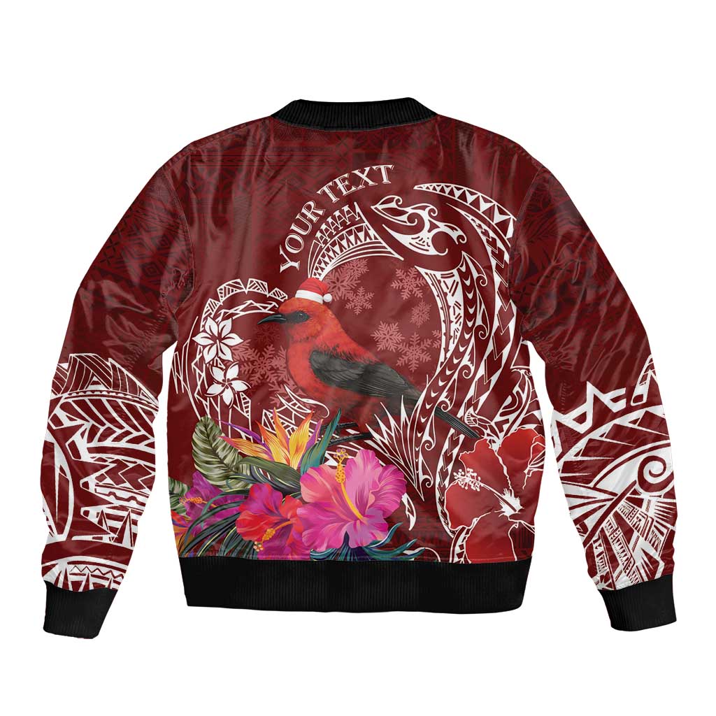 Personalized Samoa Meri Krisimasi Sleeve Zip Bomber Jacket Segasegamau'u Mix Siapo