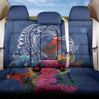 Personalized Samoa Christmas Back Car Seat Cover Cardinal Honeyeater Mix Siapo LT7 One Size Blue - Polynesian Pride