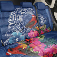 Personalized Samoa Christmas Back Car Seat Cover Cardinal Honeyeater Mix Siapo LT7 - Polynesian Pride