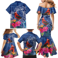 Personalized Samoa Christmas Family Matching Mermaid Dress and Hawaiian Shirt Cardinal Honeyeater Mix Siapo LT7 - Polynesian Pride