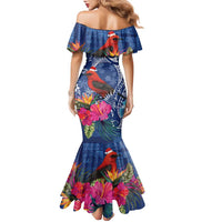 Personalized Samoa Christmas Family Matching Mermaid Dress and Hawaiian Shirt Cardinal Honeyeater Mix Siapo LT7 - Polynesian Pride