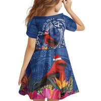 Personalized Samoa Christmas Family Matching Off Shoulder Maxi Dress and Hawaiian Shirt Cardinal Honeyeater Mix Siapo LT7 - Polynesian Pride