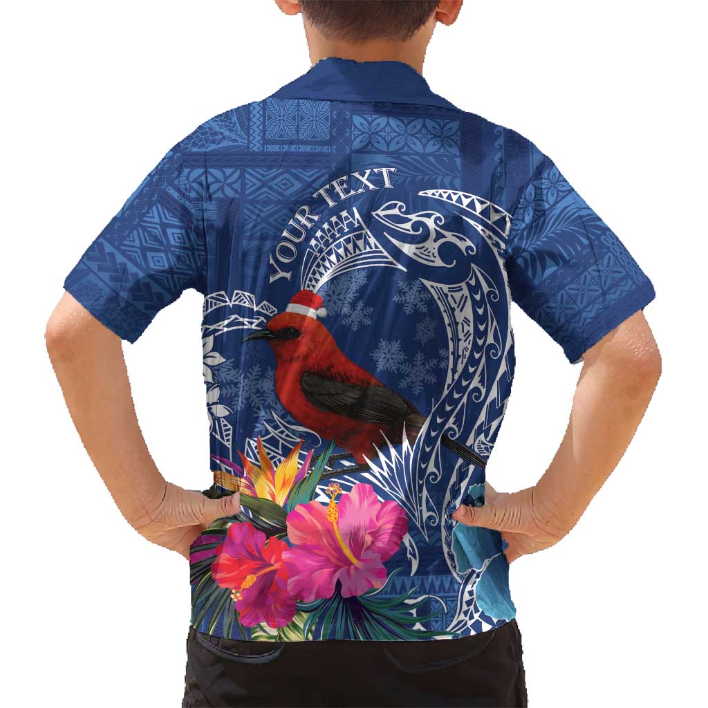 Personalized Samoa Christmas Family Matching Tank Maxi Dress and Hawaiian Shirt Cardinal Honeyeater Mix Siapo LT7 - Polynesian Pride