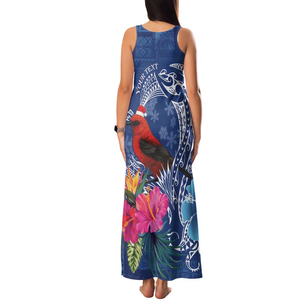 Personalized Samoa Christmas Family Matching Tank Maxi Dress and Hawaiian Shirt Cardinal Honeyeater Mix Siapo LT7 - Polynesian Pride