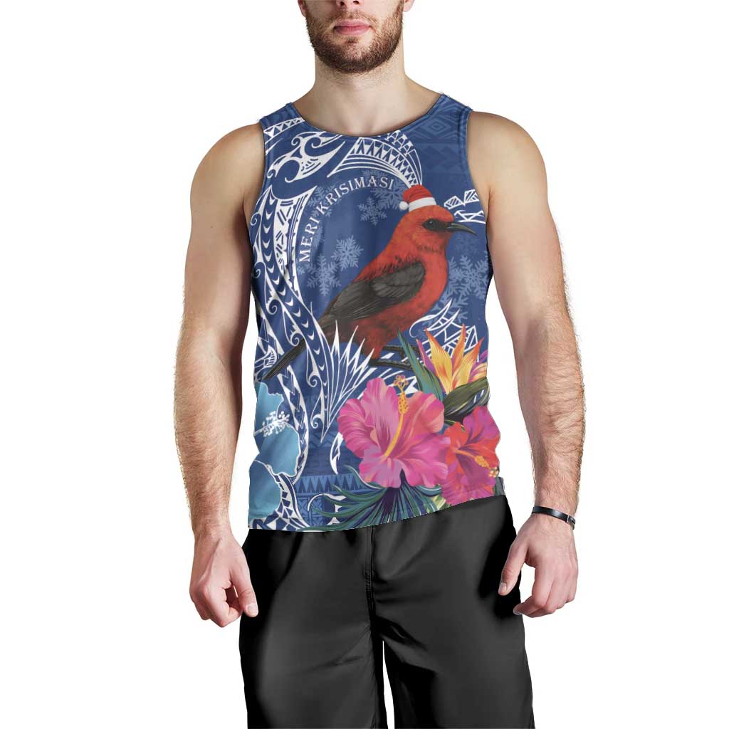 Personalized Samoa Christmas Men Tank Top Cardinal Honeyeater Mix Siapo