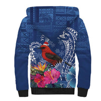 Personalized Samoa Christmas Sherpa Hoodie Cardinal Honeyeater Mix Siapo LT7 - Polynesian Pride