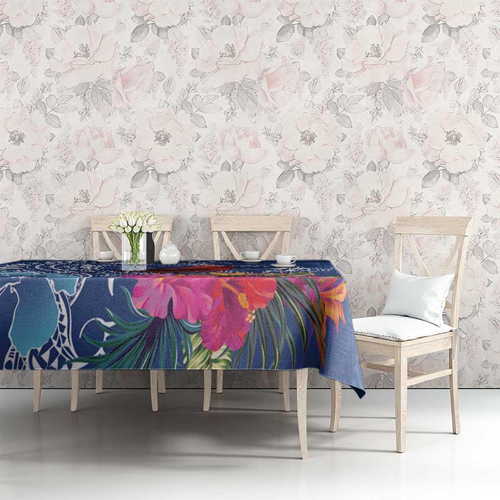 Personalized Samoa Christmas Tablecloth Cardinal Honeyeater Mix Siapo