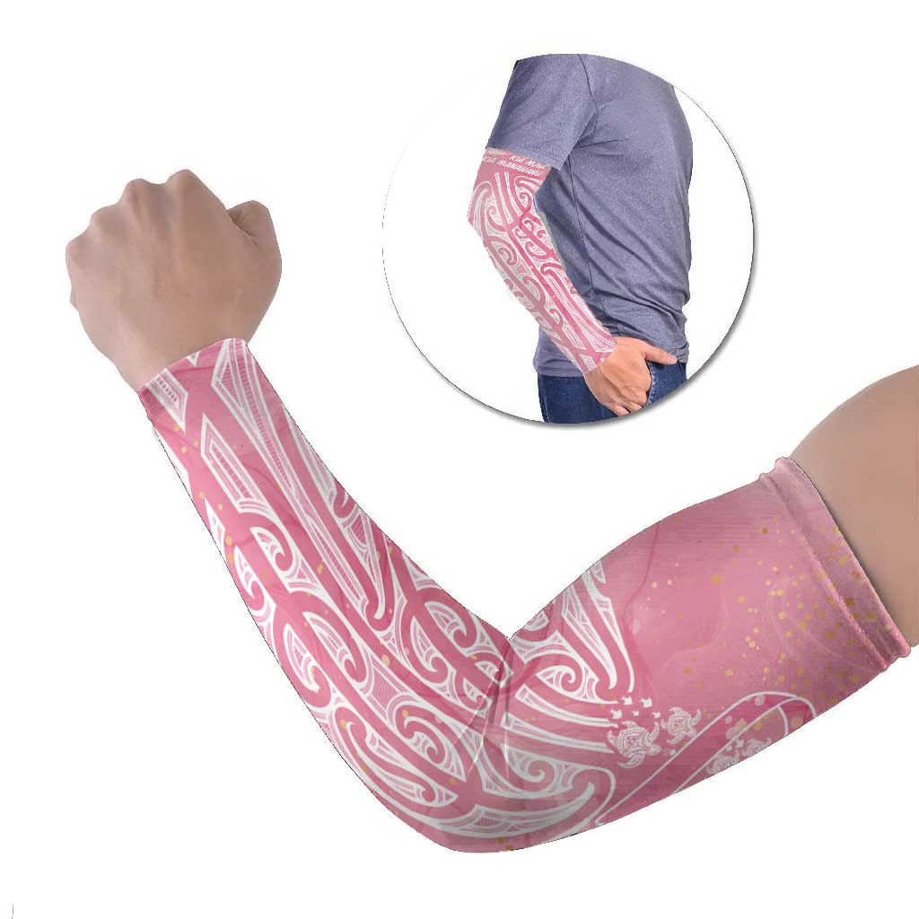 Breast Cancer Awareness Maori Arm Sleeves Kia Kaha Kia Maia Kia Manawanui LT7 Set of 2 Pink - Polynesian Pride