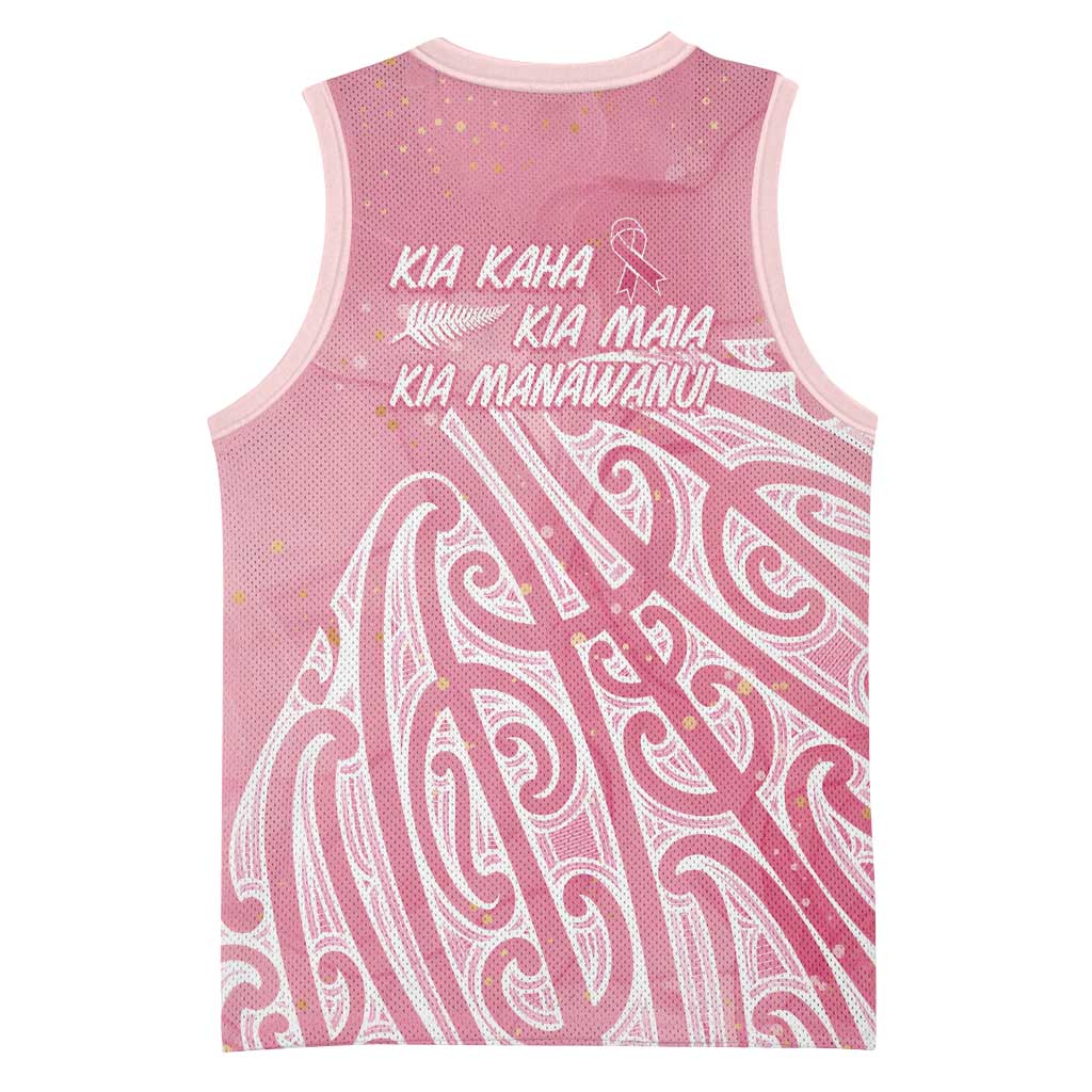 Breast Cancer Awareness Maori Basketball Jersey Kia Kaha Kia Maia Kia Manawanui LT7 - Polynesian Pride