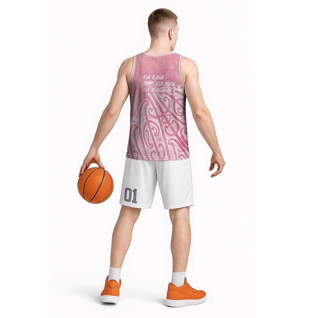 Breast Cancer Awareness Maori Basketball Jersey Kia Kaha Kia Maia Kia Manawanui LT7 - Polynesian Pride