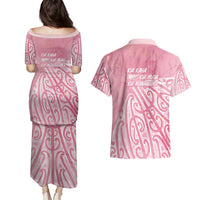Breast Cancer Awareness Maori Couples Matching Puletasi and Hawaiian Shirt Kia Kaha Kia Maia Kia Manawanui LT7 - Polynesian Pride
