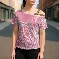 Breast Cancer Awareness Maori Cross Shoulder Shirt Kia Kaha Kia Maia Kia Manawanui LT7 - Polynesian Pride