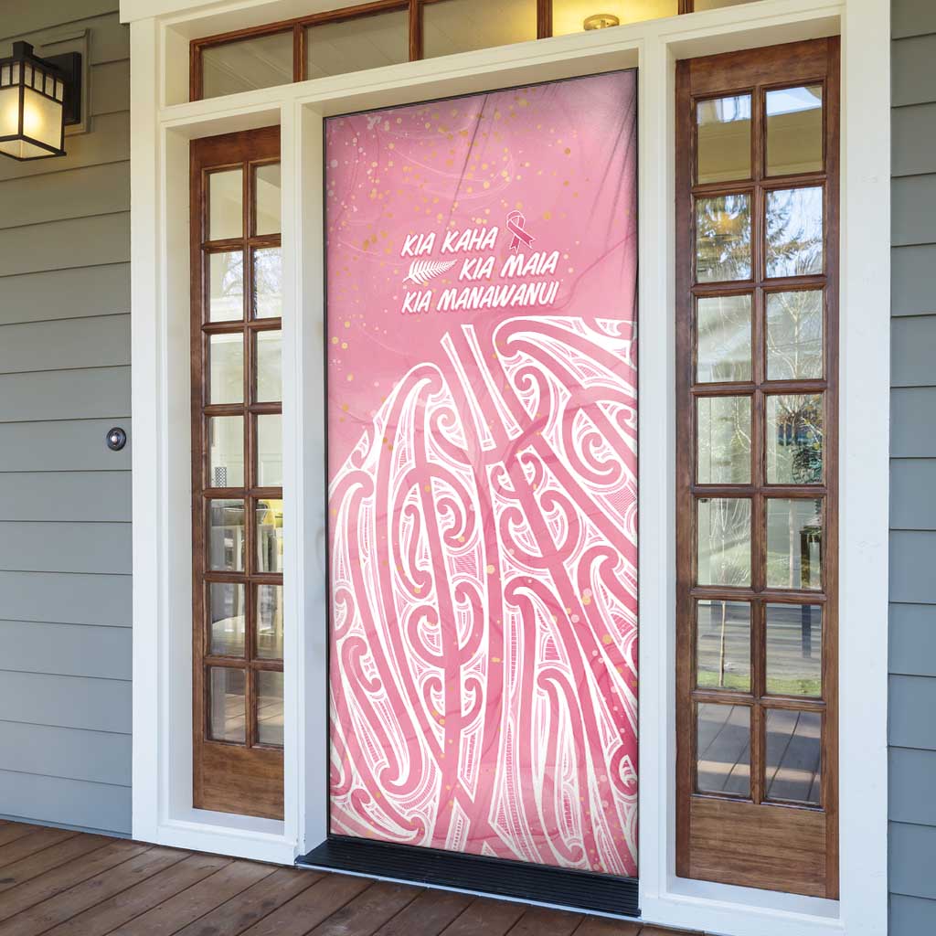 Breast Cancer Awareness Maori Door Cover Kia Kaha Kia Maia Kia Manawanui LT7 - Polynesian Pride