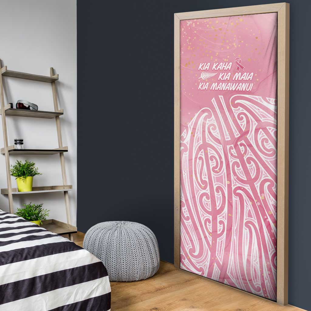 Breast Cancer Awareness Maori Door Cover Kia Kaha Kia Maia Kia Manawanui LT7 - Polynesian Pride