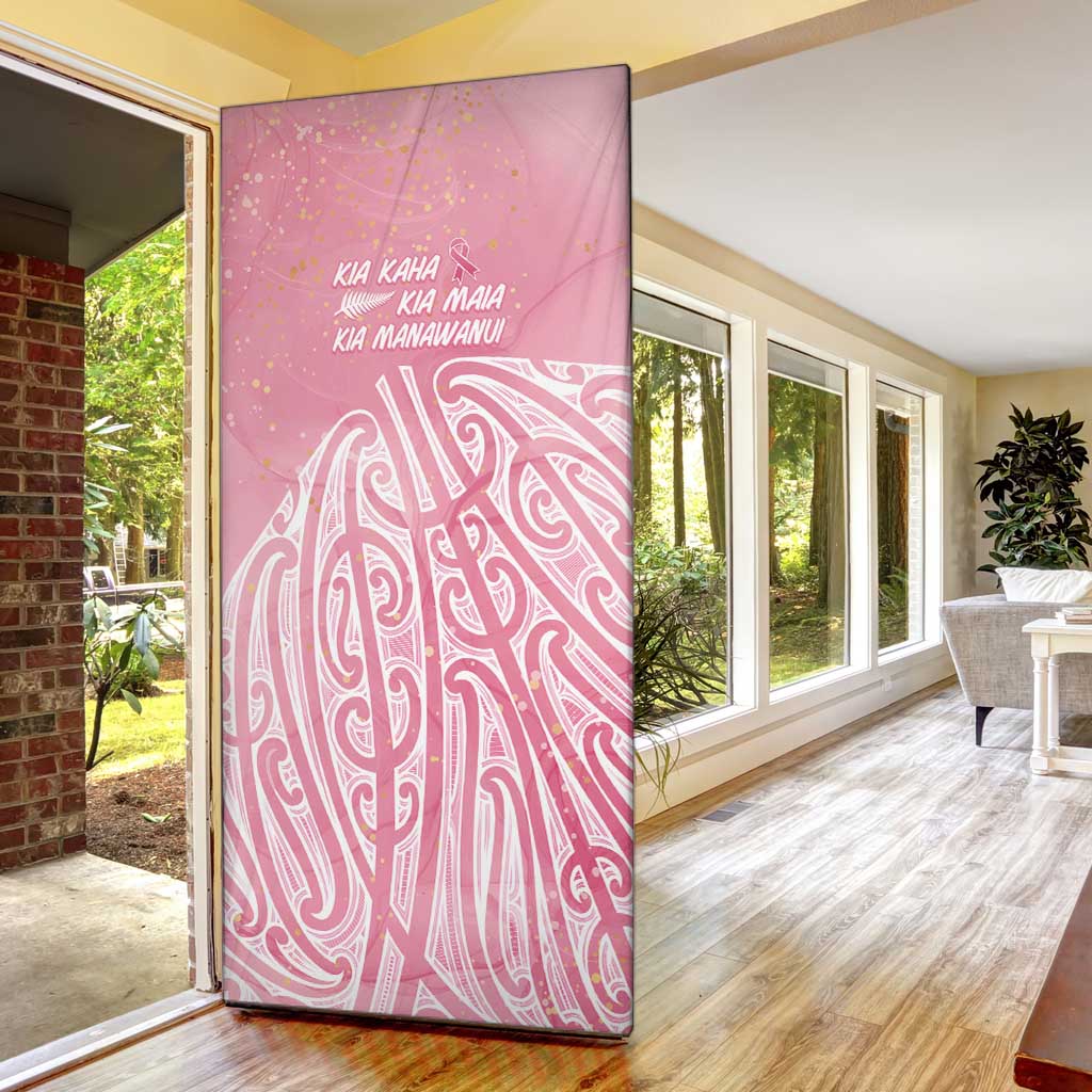 Breast Cancer Awareness Maori Door Cover Kia Kaha Kia Maia Kia Manawanui LT7 - Polynesian Pride