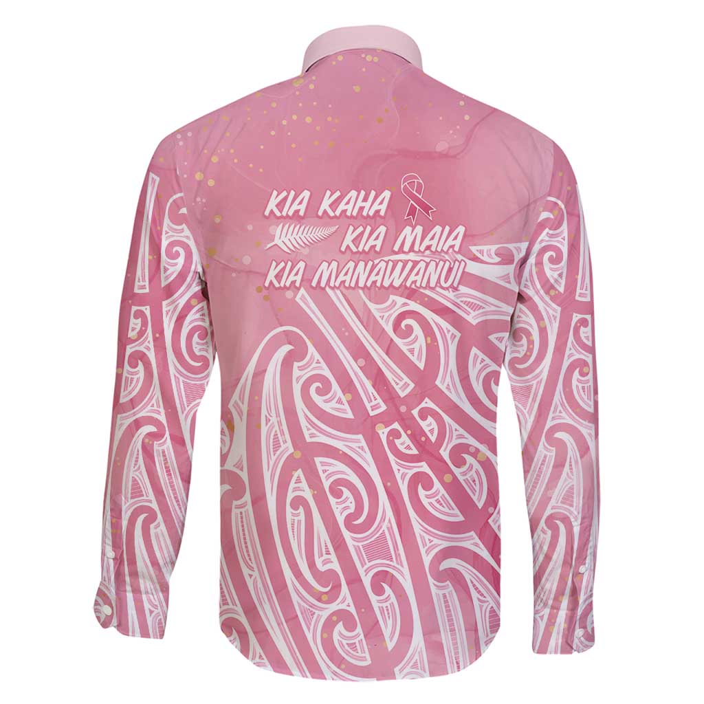 Breast Cancer Awareness Maori Family Matching Long Sleeve Bodycon Dress and Hawaiian Shirt Kia Kaha Kia Maia Kia Manawanui LT7 - Polynesian Pride