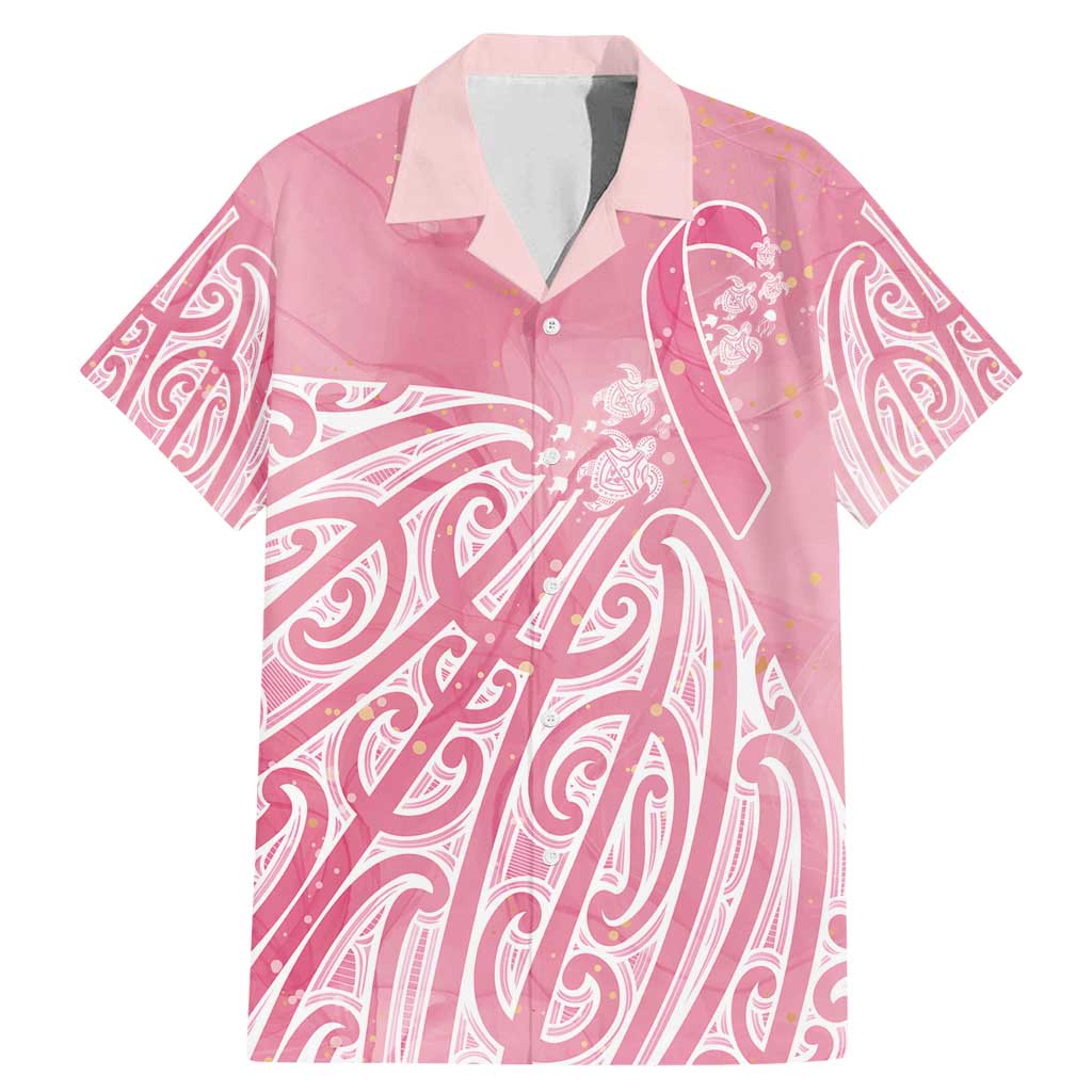 Breast Cancer Awareness Maori Family Matching Mermaid Dress and Hawaiian Shirt Kia Kaha Kia Maia Kia Manawanui LT7 Dad's Shirt - Short Sleeve Pink - Polynesian Pride