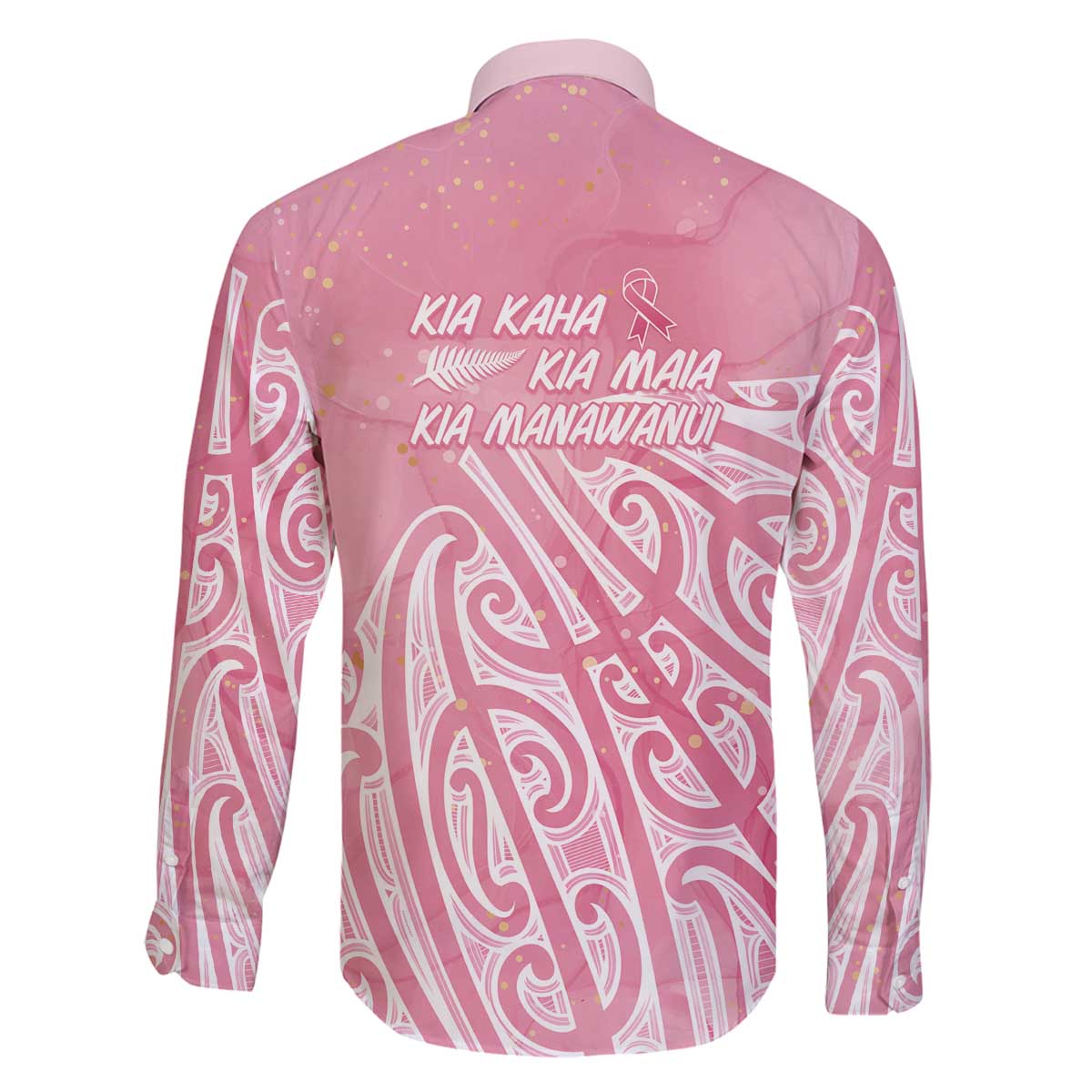 Breast Cancer Awareness Maori Family Matching Off The Shoulder Long Sleeve Dress and Hawaiian Shirt Kia Kaha Kia Maia Kia Manawanui LT7 - Polynesian Pride