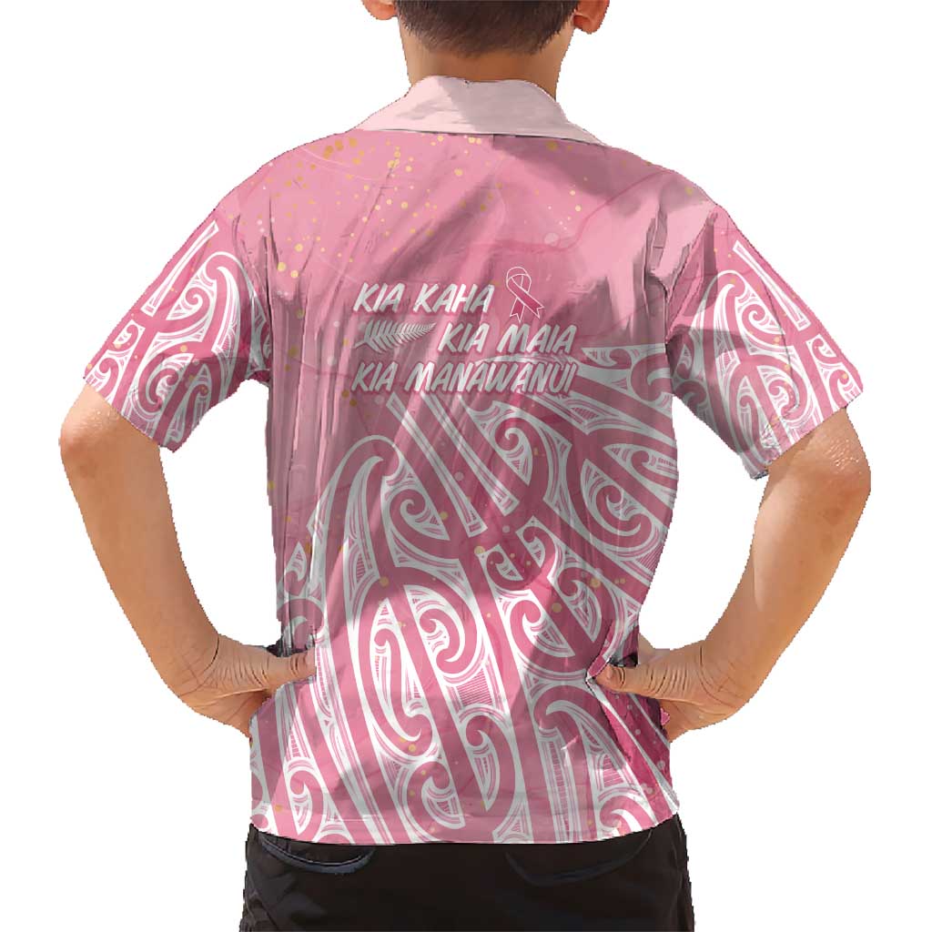 Breast Cancer Awareness Maori Kid Hawaiian Shirt Kia Kaha Kia Maia Kia Manawanui LT7 - Polynesian Pride