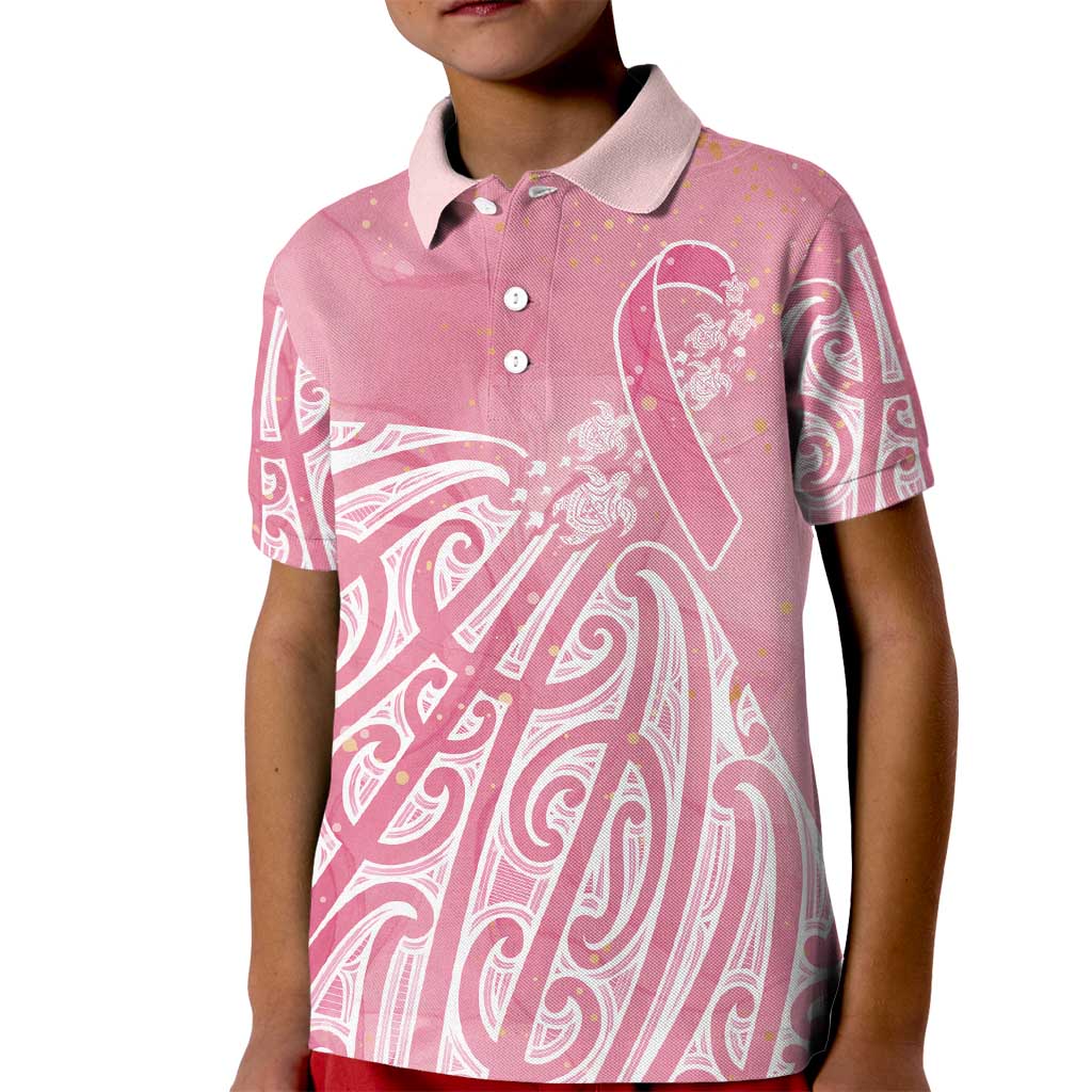 Breast Cancer Awareness Maori Kid Polo Shirt Kia Kaha Kia Maia Kia Manawanui LT7 Kid Pink - Polynesian Pride