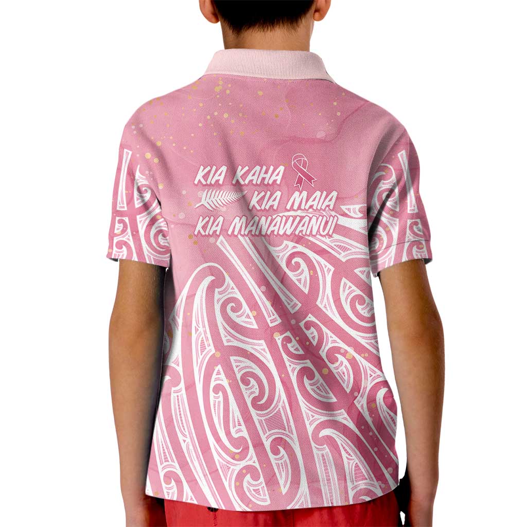Breast Cancer Awareness Maori Kid Polo Shirt Kia Kaha Kia Maia Kia Manawanui LT7 - Polynesian Pride