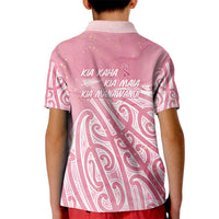 Breast Cancer Awareness Maori Kid Polo Shirt Kia Kaha Kia Maia Kia Manawanui LT7 - Polynesian Pride