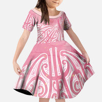 Breast Cancer Awareness Maori Kid Short Sleeve Dress Kia Kaha Kia Maia Kia Manawanui LT7 KID Pink - Polynesian Pride
